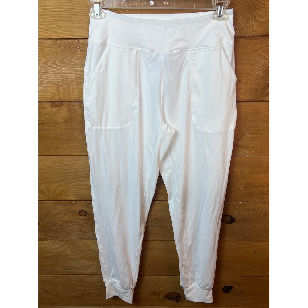 Soothfeel White Jogger Pants Womens Athletic Activewear Lounge Track Size 30.5M